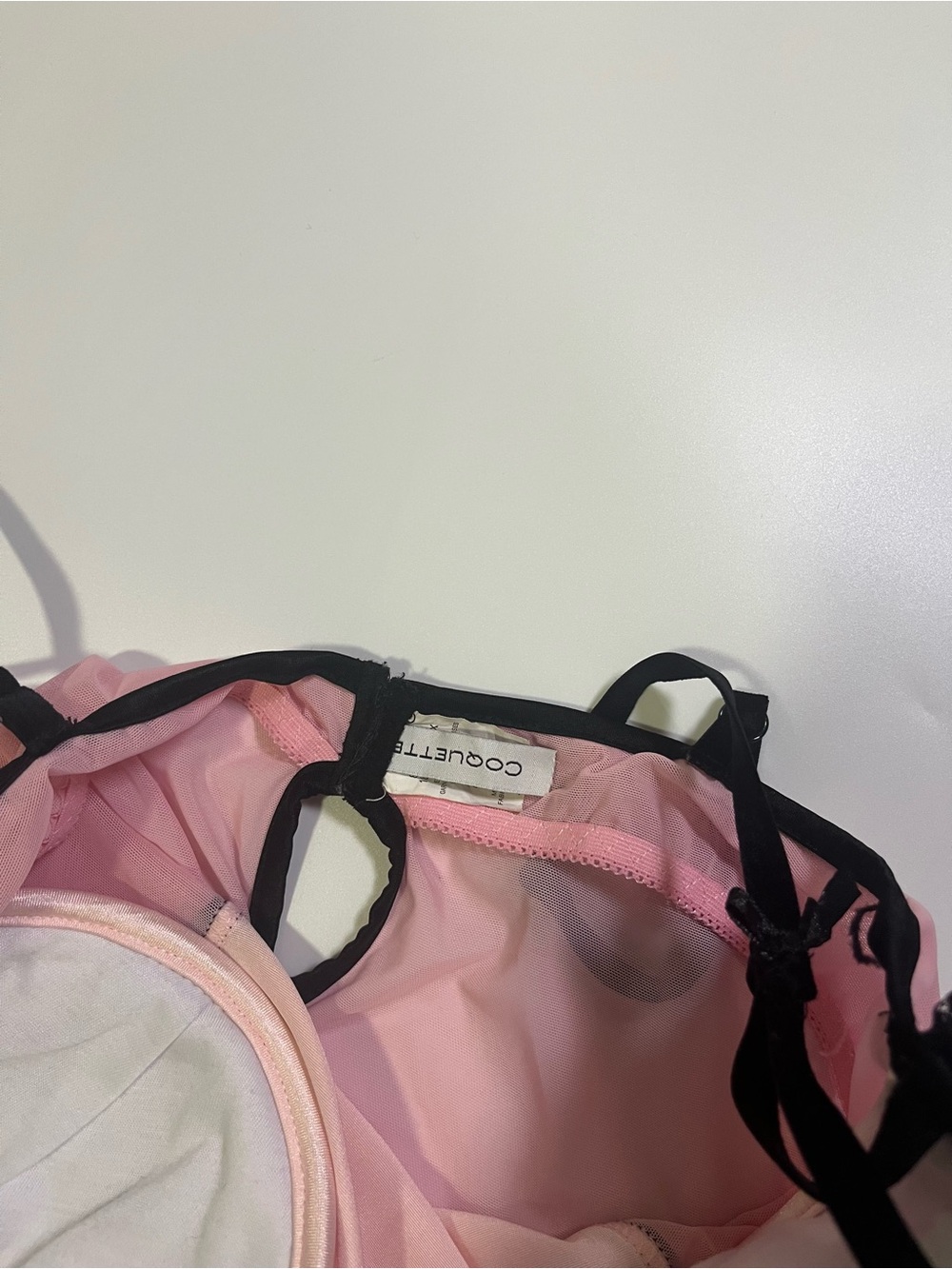 y2k pink coquette black lace bustier - Picture 2 of 3
